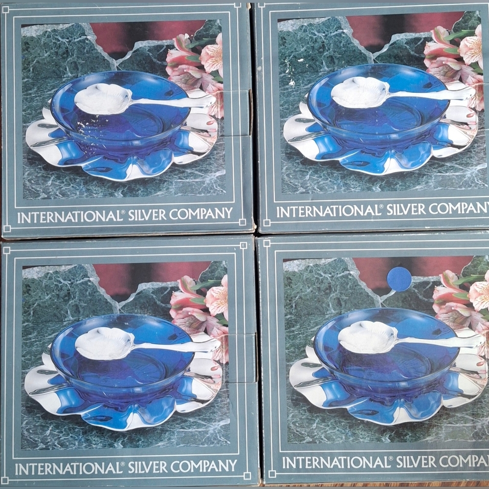 International Silver Company Silverplated Jam Plate & Spoon 1994 4 Set Fairycore